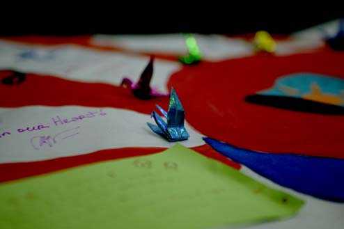 10,000 paper cranes and prayers for Japanese victims